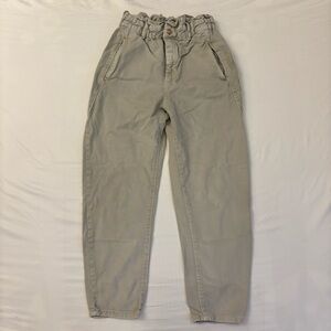 Zara Light Green Paper Bag Waist Pants